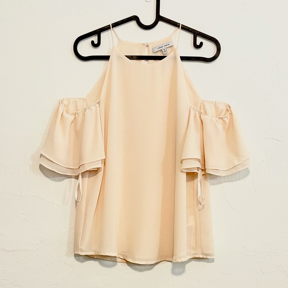 Pre-loved! NAKED ZEBRA Cream Cold Shoulder Blouse!